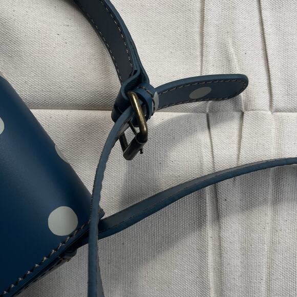 Cath Kidston London Blue Polka Dot Leather Crossbody Satchel Bag w/Dust Bag - Picture 5 of 15